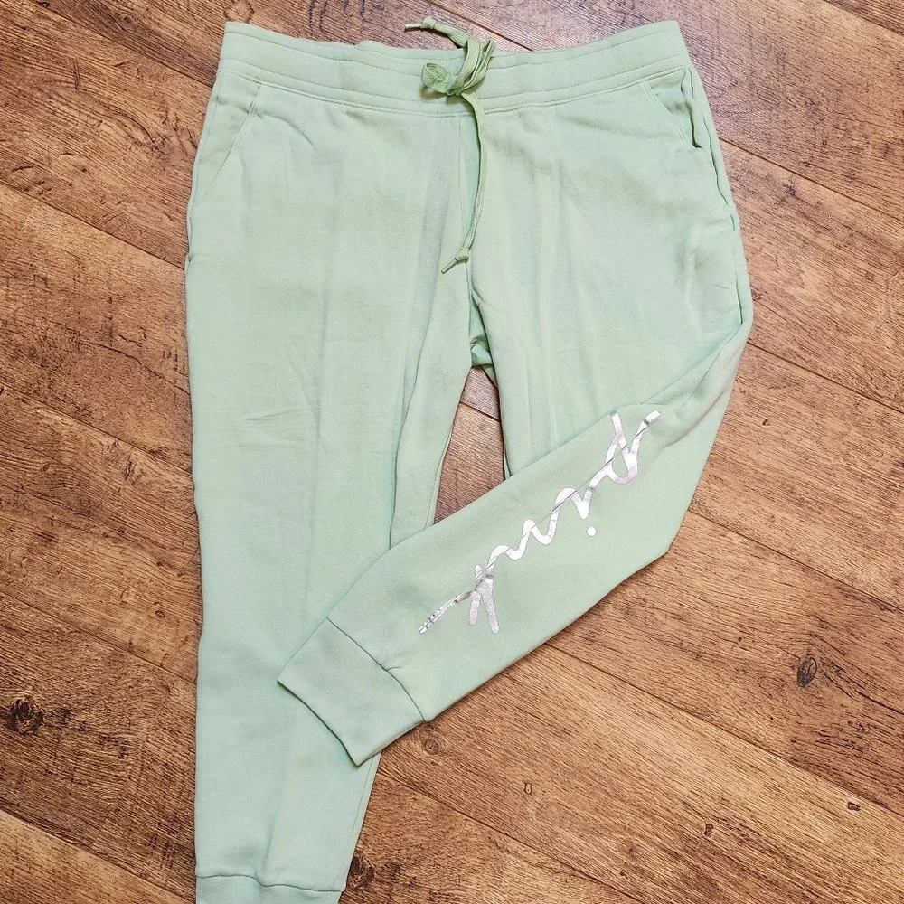 PINK VICTORIA'S SECRET Mint Green Silver Metallic Jogger Set - XXL - Picture 4 of 7